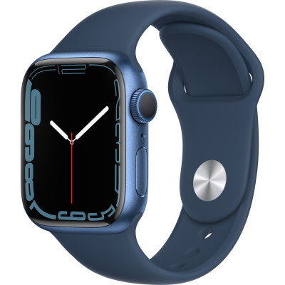Apple Watch Series 7 GPS 41mm Blue Aluminium Case with Abyss Blue Sport Band (MKN13)