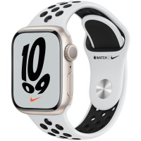 Apple Watch Nike Series 7 GPS 45mm Starlight Aluminium Case with Pure Platinum/Black Nike Sport Band (MKNA3)