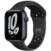 Apple Watch Nike Series 7 GPS + Cellular 41mm Midnight Aluminum Case with Anthracite/Black Nike Sport Band (MKHM3)