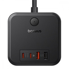 Мережевий фільтр Baseus PowerCombo Cube Power Strip 3xAC+2xUSB+2xType-C 30W (1.5m) black (E00066400117-00)