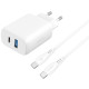 МЗП Proove Silicone Power 2 30W (Type-C + USB) + Cable Type-C to Type-C (1m) white (WCSP23011002)