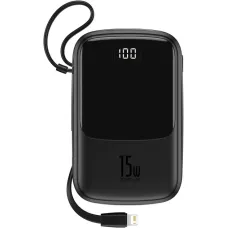 Power Bank Baseus Qpow Digital Display 10000mAh 15W with Lightning Cable (PPQD050101) Black