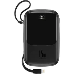 Power Bank Baseus Qpow Digital Display 10000mAh 15W with Lightning Cable (PPQD050101) Black