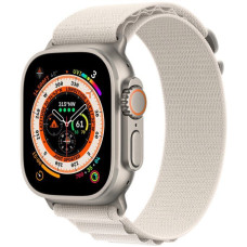 Apple Watch Ultra (GPS + Cellular) 49mm Titanium Case with Starlight Alpine Loop - Large (MQF13/MQFT3)