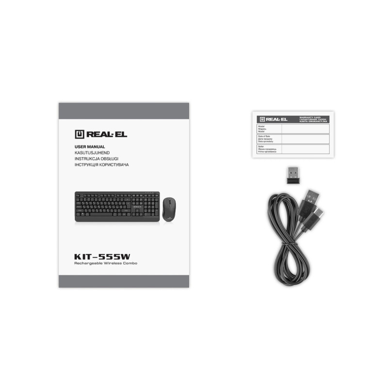 Комплект (клавіатура, миша) беспроводной REAL-EL Kit-555W Black