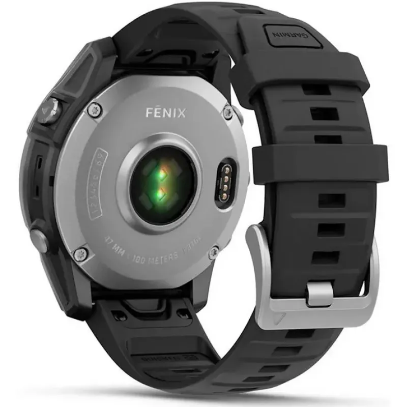 Garmin Fenix E 47mm AMOLED Stainless Steel with Black Silicone Band (010-03025-02,010-03025-00)