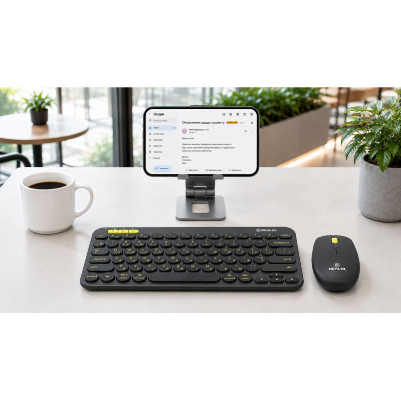 Комплект (клавиатура, мышь) беспроводной REAL-EL Kit-635W Black