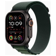 Apple Watch Ultra 2 GPS + Cellular 49mm Black Titan Case with Dark Green Alpine Loop - Medium (MX4R3)