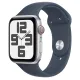 Apple Watch SE 2 GPS + Cellular 44mm Silver Aluminum Case with Storm Blue Sport Band - M/L (MRHH3)