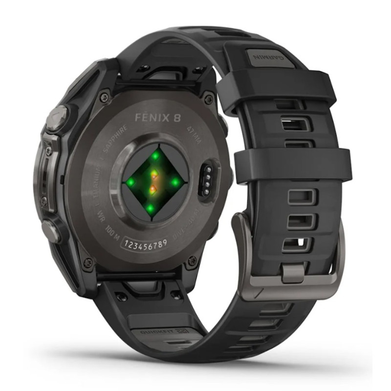 Garmin Fenix 8 43mm AMOLED Sapphire Carbon Gray DLC Tit. w. Black/Pebble Gray S. Band (010-02903-20,010-02903-21)