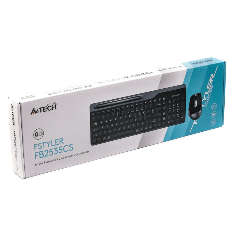 Комплект (клавіатура, миша) бездротовий A4Tech FB2535CS Smoky Grey