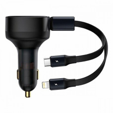 АЗП Baseus Enjoyment Retractable 2-in-1 Type-C + Type-C 33W black (C00035500111-00)
