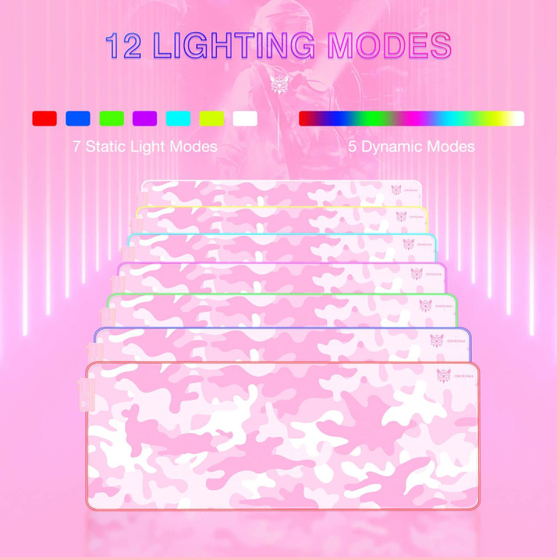 Коврик для мыши ONIKUMA Gaming Mouse Pad RGB G5 (800*300*4MM) Pink