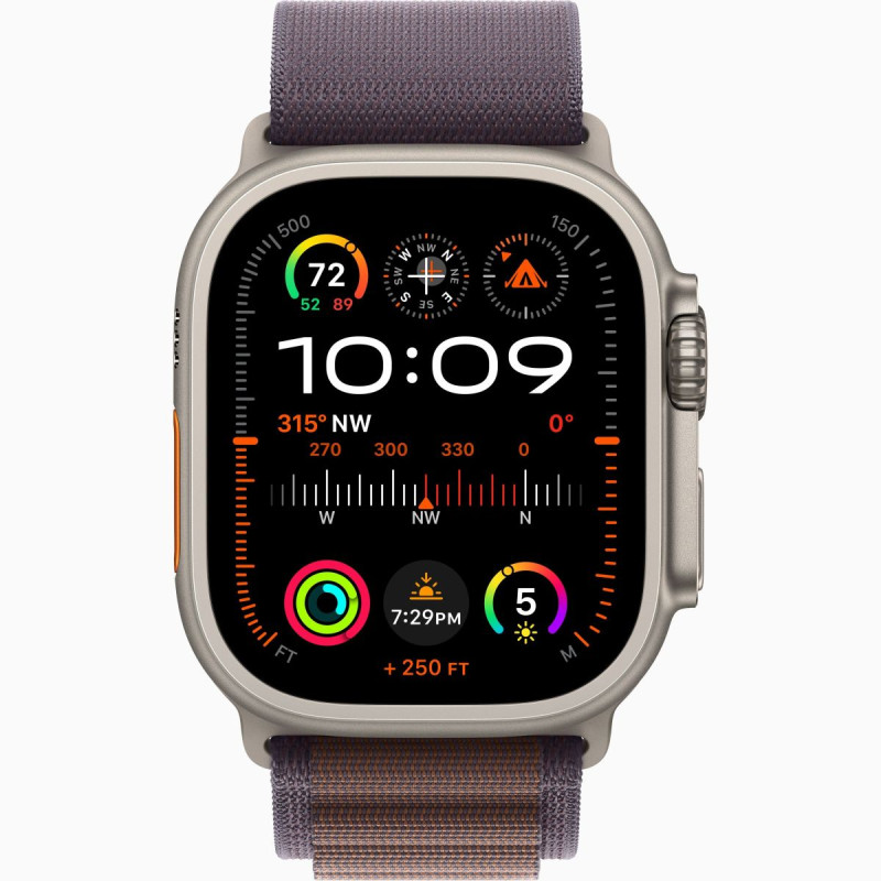 Apple Watch Ultra 2 GPS + Cellular, 49mm Titanium Case with Indigo Alpine Loop - Large (MREW3)