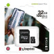 MicroSDHC 32GB UHS-I Class 10 Kingston Canvas Select Plus R100MB/s + SD-адаптер (SDCS2/32GB)