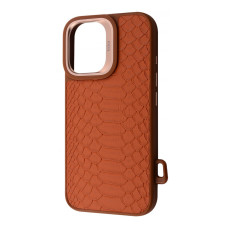 Чохол Kajsa Snake Pattern with Magnetic Ring iPhone 16 brown (59667)