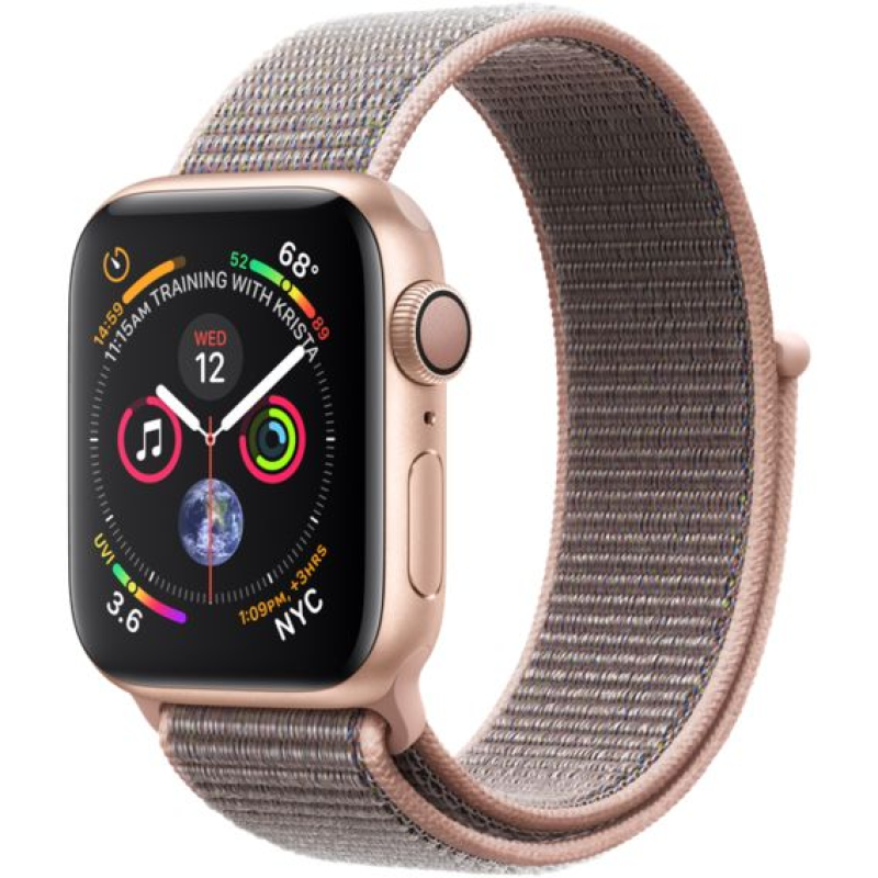 Apple Watch Series 4 (GPS) 44mm Gold Aluminum Case with Pink Sand Sport Loop (MU6G2)