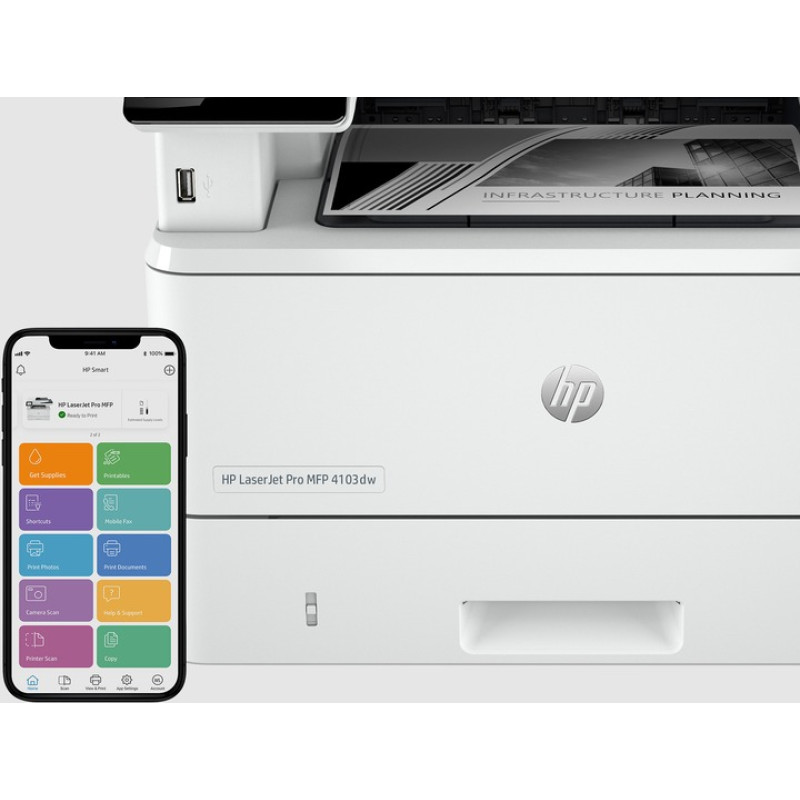 Багатофункціональний пристрій А4 HP LaserJet Pro 4103dw з Wi-Fi (2Z627A)