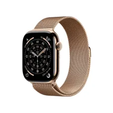 Apple Watch Series 11 GPS + Cellular 46mm Gold Tit. Case w. Gold Milanese Loop - S/M (MFD74)