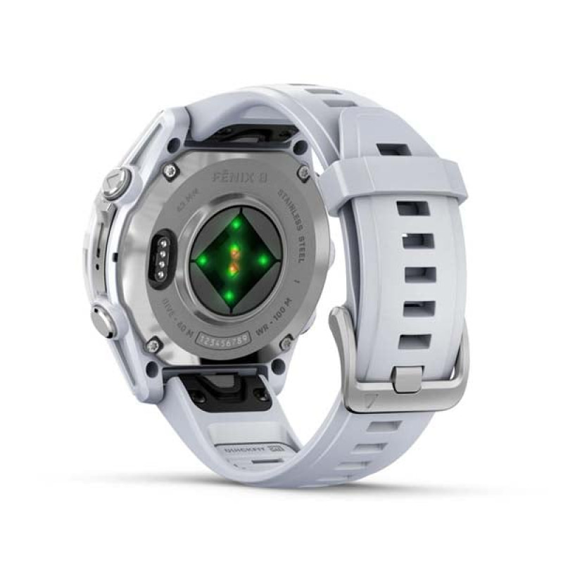 Garmin Fenix 8 43mm AMOLED Silver with Whitestone Silicone Band (010-02903-00)