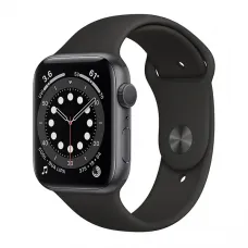 Apple Watch 6 44mm Space Gray Aluminum Case with Black Sport Band (M00H3)
