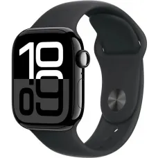 Apple Watch Series 10 GPS + Cellular 46mm Jet Black Alu. Case w. Black Sport Band - S/M (MWY33)