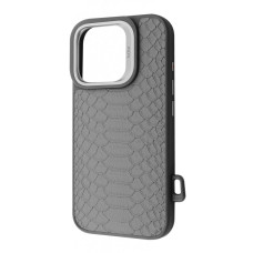 Чохол Kajsa Snake Pattern with Magnetic Ring iPhone 16 Pro light gray (59668)