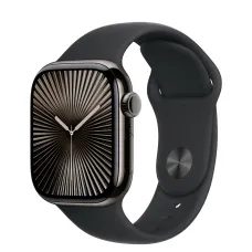 Apple Watch Series 10 GPS + Cellular 42mm Slate Titanium Case w. Black Sport Band - S/M (MWXG3)
