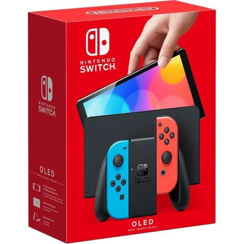 Nintendo Switch OLED with Neon Blue and Neon Red Joy-Con (045496453442)