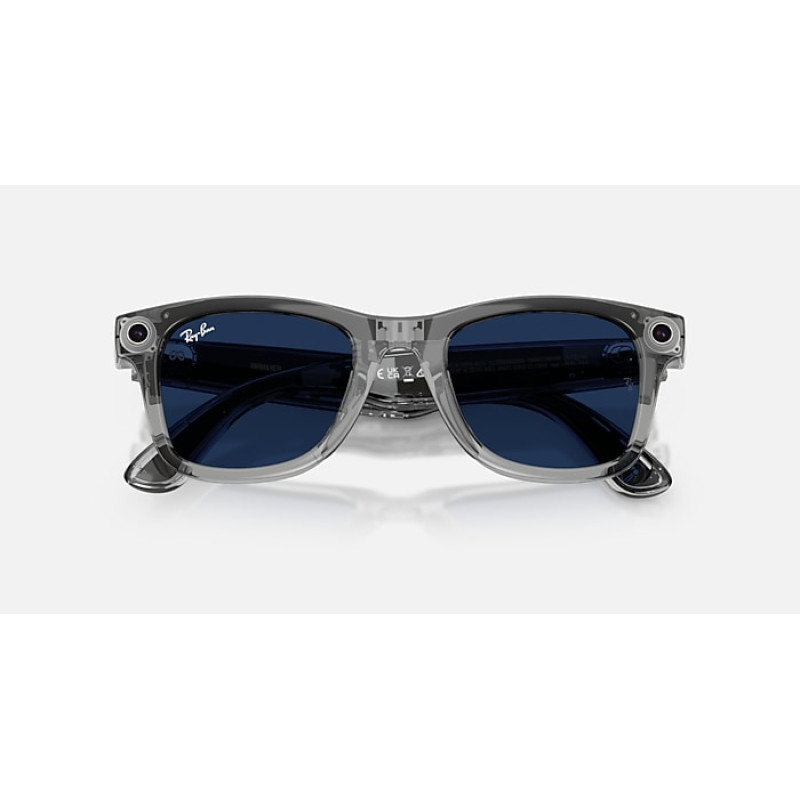 Ray-Ban Meta Wayfarer Gen2 Standard Shiny Transparent Grey Frame/Clear Sapphire Lenses (RW4012 6840MF 53-22)