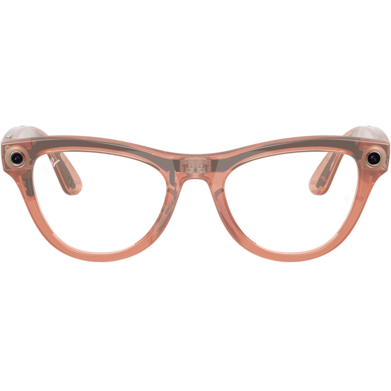 Ray-Ban Meta Skyler Gen2 Standard Shiny Transp.Peach Frame/Clear to Brown Transit.Lenses (RW4014 6778M4 52-20)