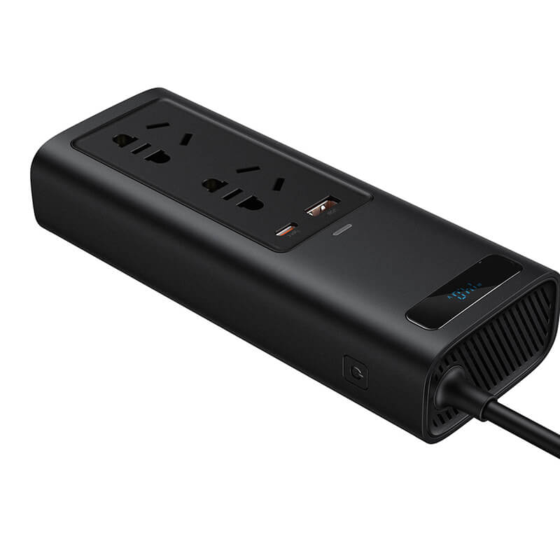 Автомобільний перетворювач напруги BASEUS In-car Inverter 150W (220V EU / CN) | 2Sockets EU / CN 220V, 1USB / 1Type-C, 0.4m (CRNBQ-A01)