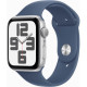 Apple Watch SE 2 GPS 44mm Silver Aluminium Case w. Denim Sport Band - S/M (MXEQ3)