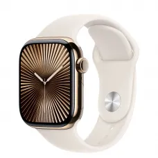 Apple Watch Series 10 GPS + Cellular 42mm Gold Titanium Case w. Starlight Sport Band - M/L (MX073)