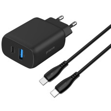 МЗП Proove Silicone Power 2 30W (Type-C + USB) + Cable Type-C to Type-C (1m) black (WCSP23011001)