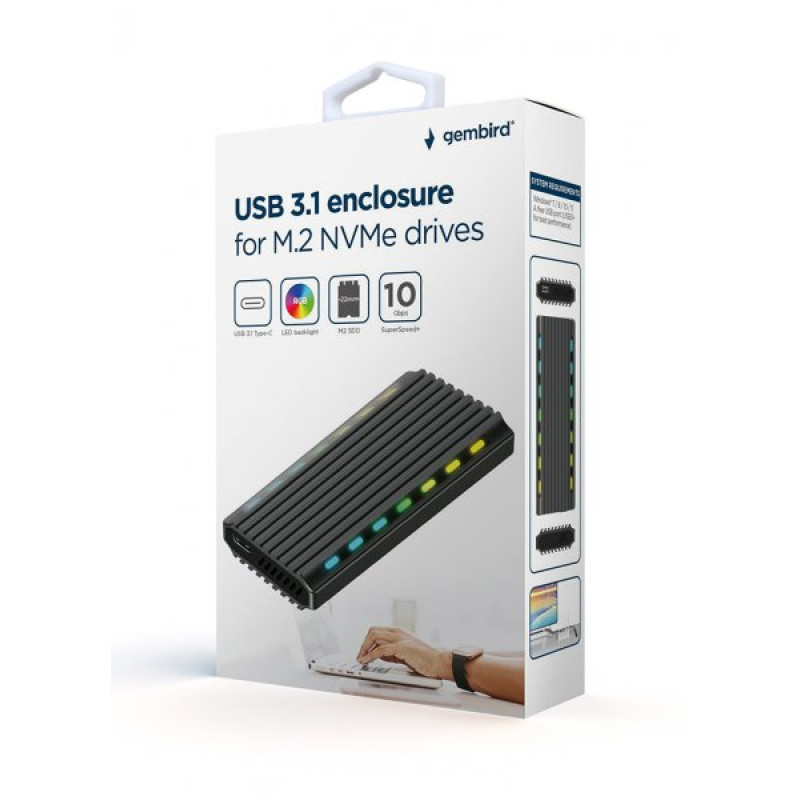 Зовнішня кишеня Gembird SSD M.2, USB 3.0, Black (EE2280-U3C-03)