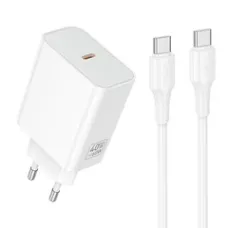Зарядний пристрій Hoco C162A Source single port PD40W charger set(Cto C)(EU) White