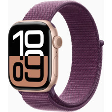 Apple Watch Series 10 GPS 46mm Rose Gold Aluminium Case with Plum Sport Loop (MWWV3)