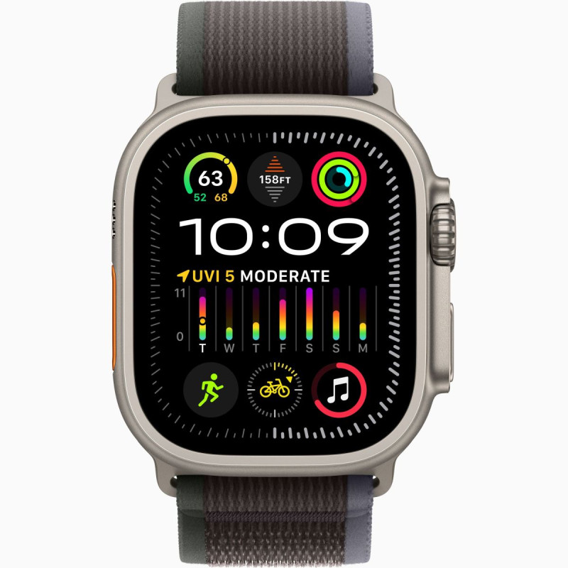 Apple Watch Ultra 2 GPS + Cellular, 49mm Titanium Case with Blue/Black Trail Loop - M/L (MRF63)