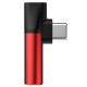 Перехідник AUX Baseus L41 Type-C to Type-C + 3.5mm red/black (CATL41-91)