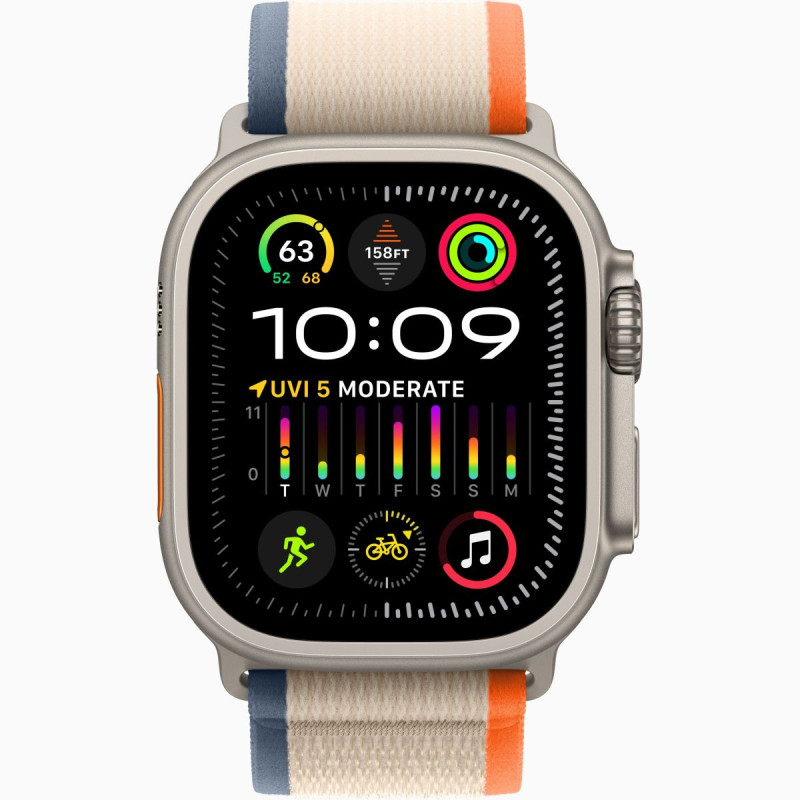 Apple Watch Ultra 2 GPS + Cellular, 49mm Titanium Case with Orange/Beige Trail Loop - M/L (MRF23)