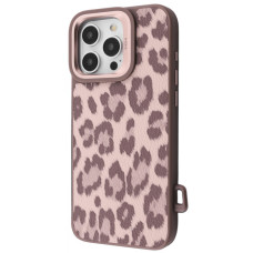 Чохол Kajsa Leopard Pattern with Magnetic Ring iPhone 16 Pro desert titanium (65331)