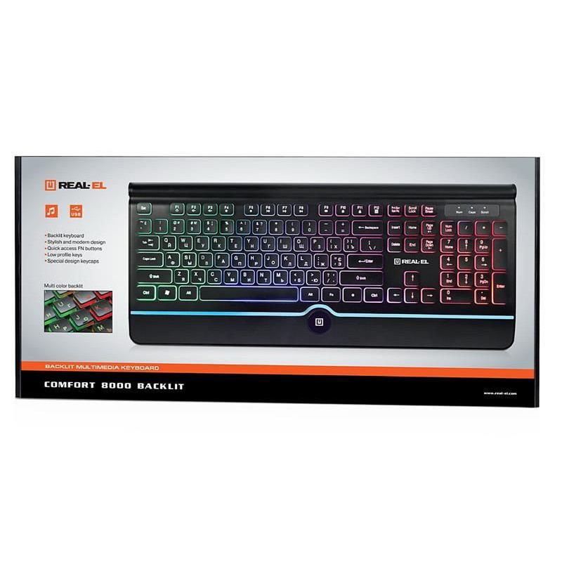 Клавиатура REAL-EL Comfort 8000 Backlit Ukr Black