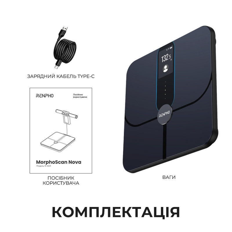 Весы напольные RENPHO Elis Nova Smart WiFi Body Scale Black (R-A031)