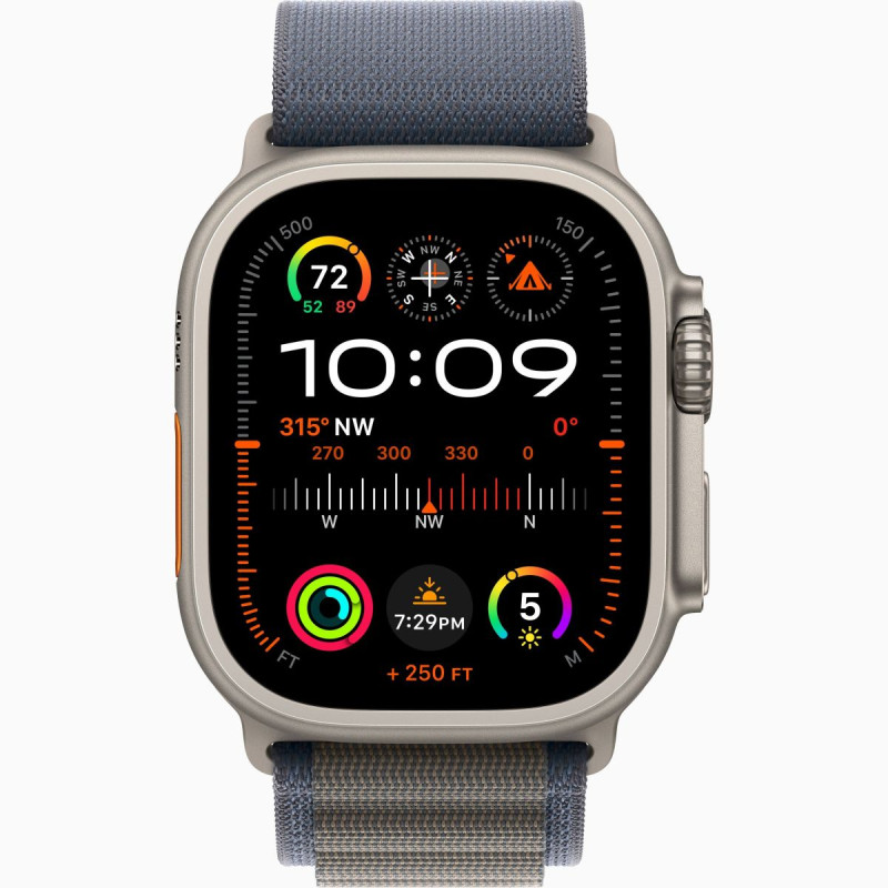 Apple Watch Ultra 2 GPS + Cellular, 49mm Titanium Case with Blue Alpine Loop - Large (MREQ3)