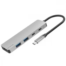 Type-C-Хаб Proove Iron Link 5 in 1 (2*Type-C + 2*USB3.0 + HDMI) Silver