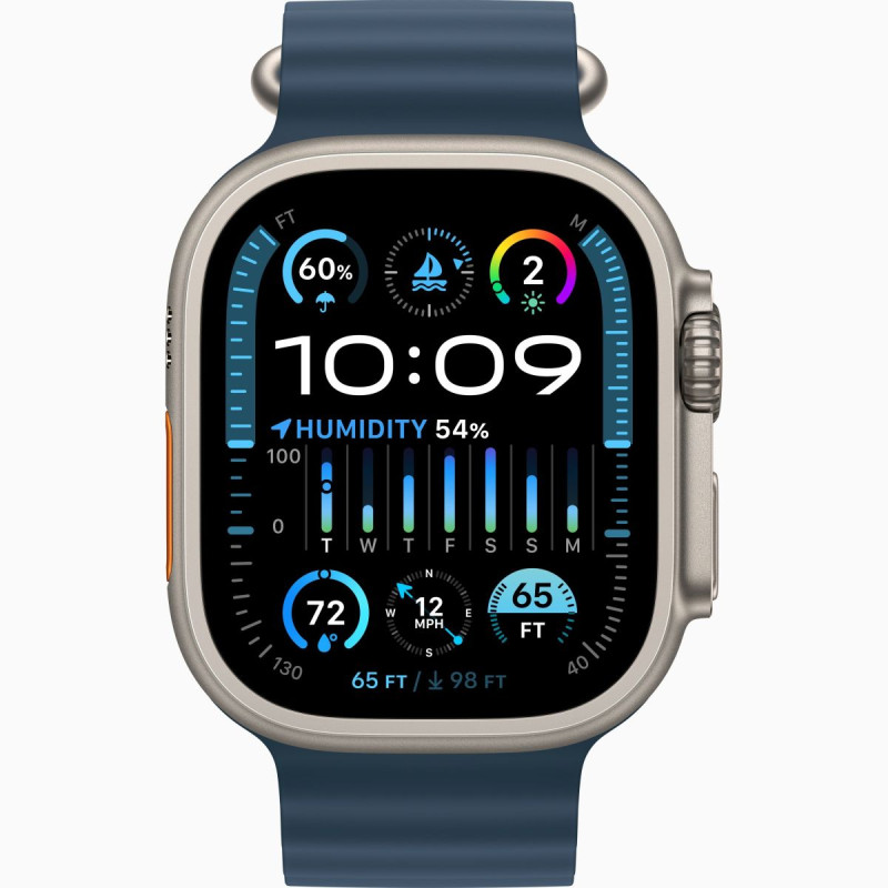 Apple Watch Ultra 2 GPS + Cellular, 49mm Titanium Case with Blue Ocean Band (MREG3)
