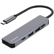 Type-C-Хаб Proove Arc Link 5 in 1 (2*Type-C3 + 2*USB3 + HDMI) silver (HBAL00010604)