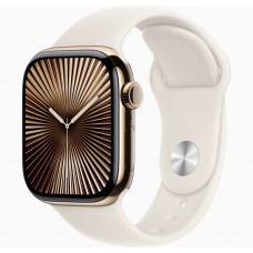 Apple Watch Series 10 GPS + Cellular 42mm Gold Titanium Case w. Starlight Sport Band - S/M (MX063)