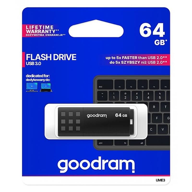 Флеш-накопитель USB3.2 64GB Goodram UME3 Black (UME3-0640K0R11)